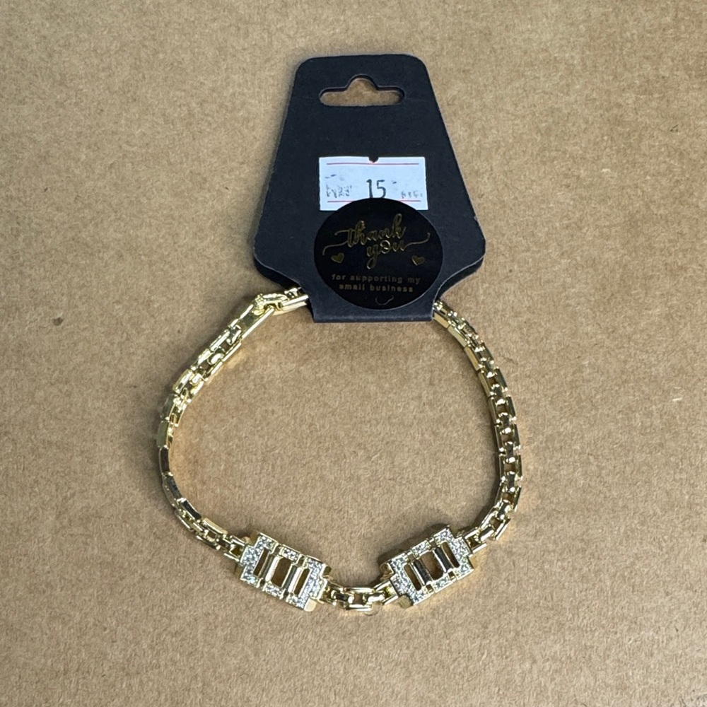 Gold Plated Bracelet with Crystal Bar Links | Elegant Statement Jewelry